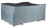 Ett rejält möbelskydd skyddar och täcker hela gruppen när den inte används. Detta är 165x200x88 cm och tillverkat av vattenavvisande polyester med kardborreband nedtill, cirka 600 kr, Brafab.