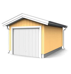 Slipp söka bygglov. 15 kvadratmeter garage går som friggebod. Pris från 36 500 kronor. Mellby Industrier.
