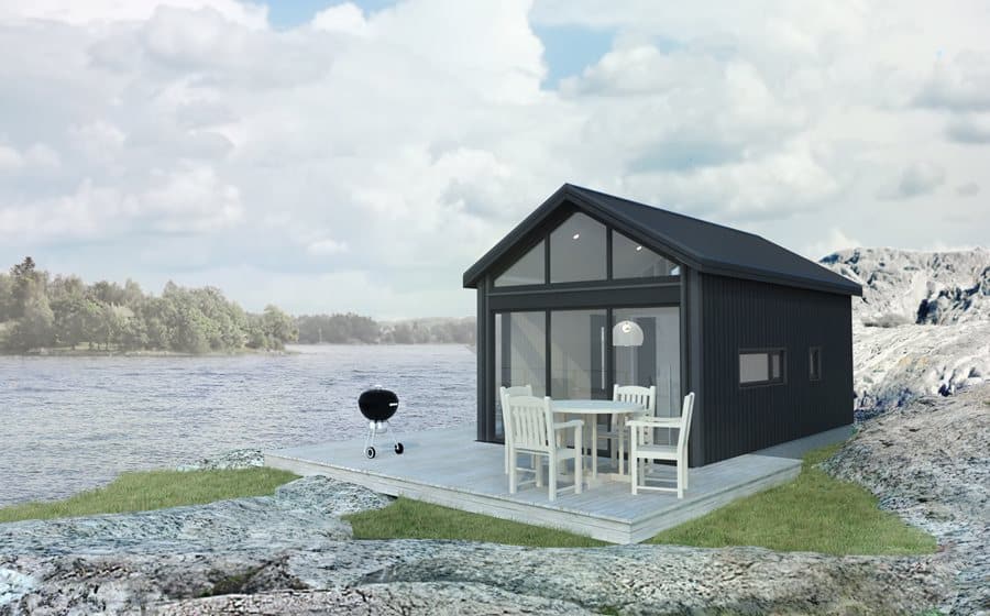 Bild: Attefallshus.com
 Attefallshus med loft, Ljusterö, 25 kvm, nyckelfärdigt från 349 000 kr.