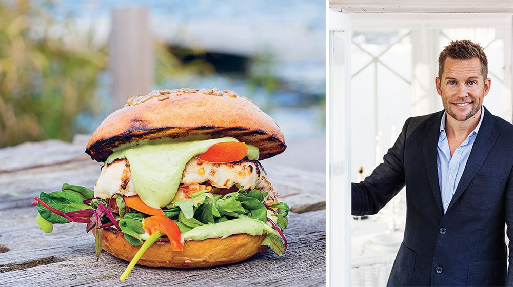 Missa inte sommartrenden  – halloumiburgare. Fredagskocken Mattias Larsson bjuder på sina bästa grilltips och ett fantastiskt recept på vegetarisk burgare med tomatsalsa och koriandercreme.