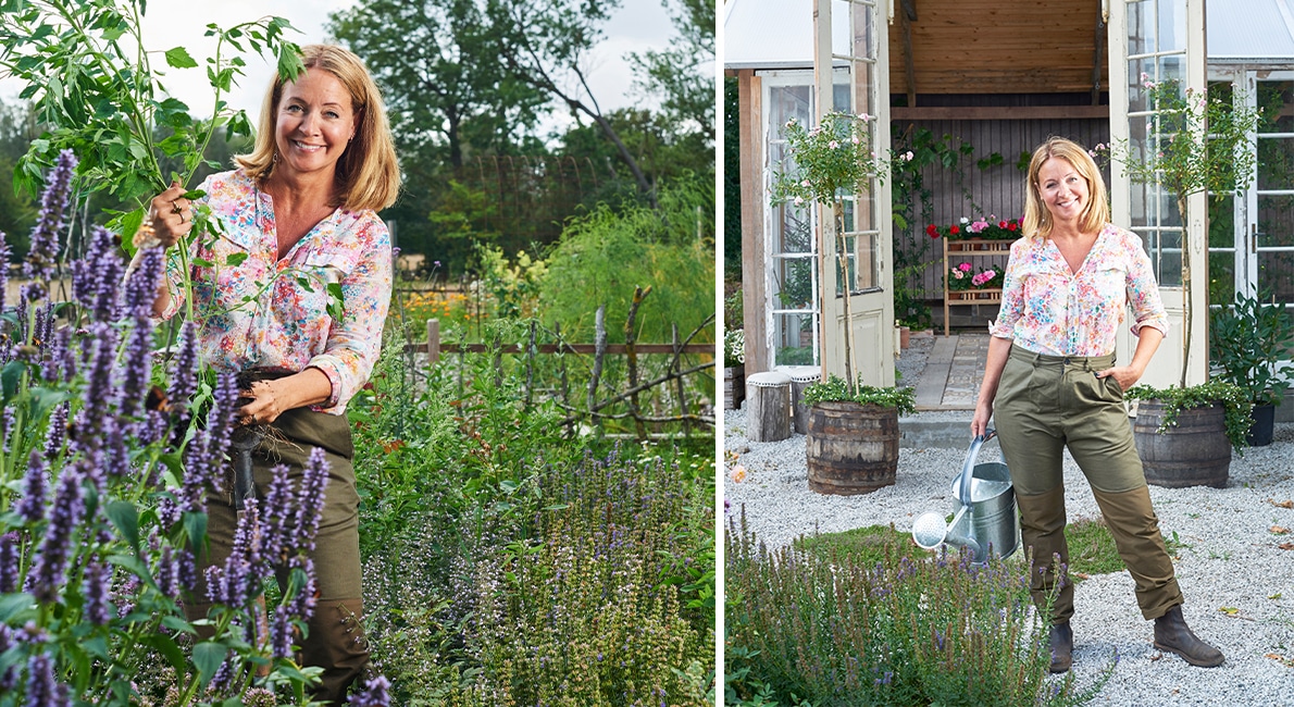 På jobbet får hon gräva och plantera, hemma gör hon detsamma. Pernilla Månsson Colt älskar trädgård och säger att hon blivit visare med åren: Nu låter hon ogräset vara och skippar köksträdgården!