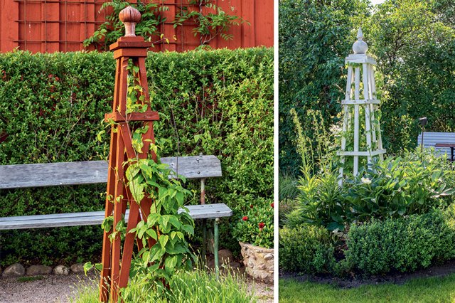 Stiliga ställningar ger både höjd åt planteringar och stöd åt yviga växter, samtidigt som de är dekorativa. Så här bygger du två vackra modeller!