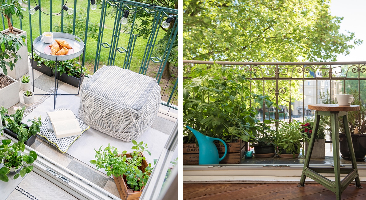 Blommor, humlor och en härlig bok i solen! På sommarhalvåret finns det knappt något roligare än att fixa ordning sin balkong. Här visar vi sex smarta och fina lösningar på hur du kan inreda din lilla uteplats!