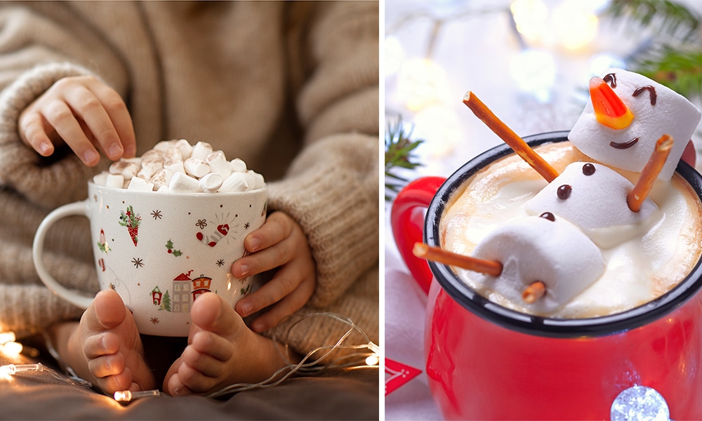 Överraska barnen med en varm kopp choklad toppad med en gullig isbjörn eller knasig snögubbe! Så här gör du  – det är galet enkelt!