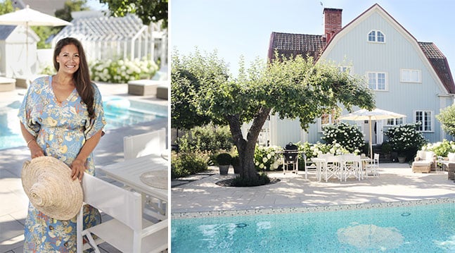 Matprofilen Leila Lindholm förverkligade sin pooldröm på ett halvår, och nu flödar trädgården av ljus. Så här skapade hon den genomtänkta stilen.